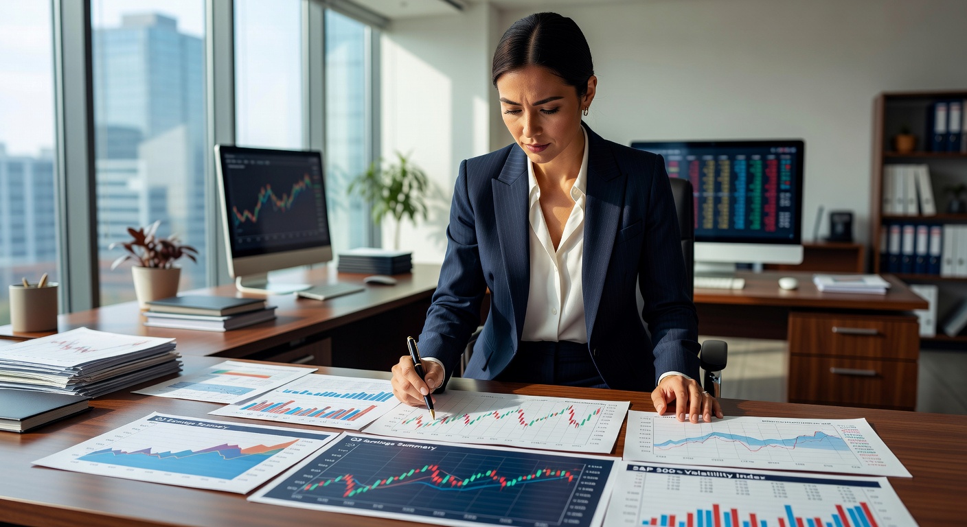 Finanzanalyst studiert Charts und Daten